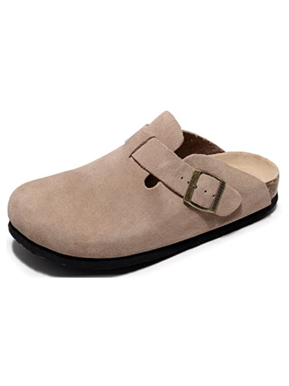Suede Clogs for Women with Arch Support and Adjustable Buckle